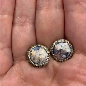 Handmade sterling silver Roman glass earrings